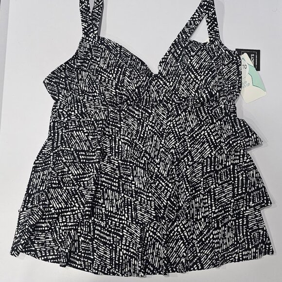 Swim Solutions Printed Triple Tier Tankini Top - Picture 5 of 10